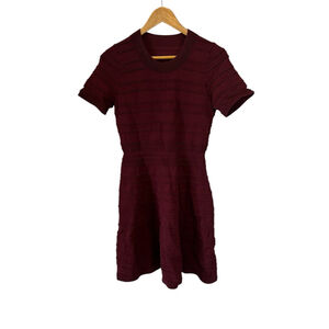 Burgundy Dress Stretch Women’s Small Mini A Line Short Sleeve S